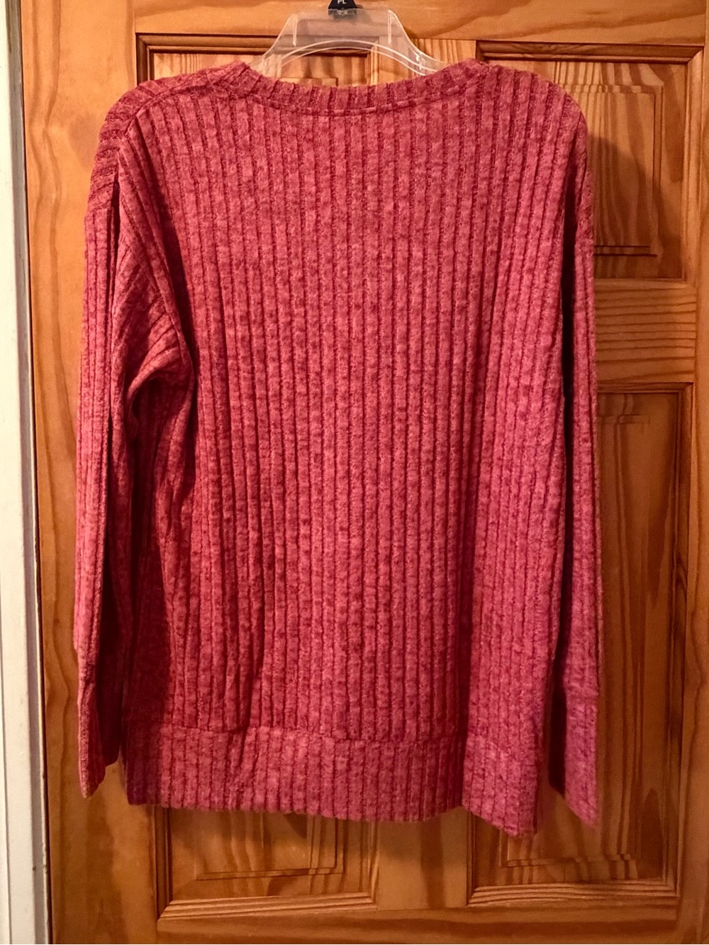 Cozy Ribbed Crewneck Sweater in Deep Raspberry - Picture 6 of 8